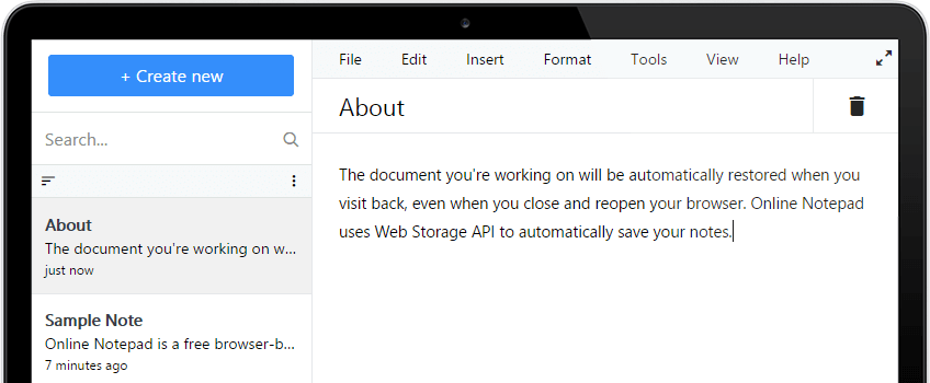 Fatas Online Notepad Screenshot